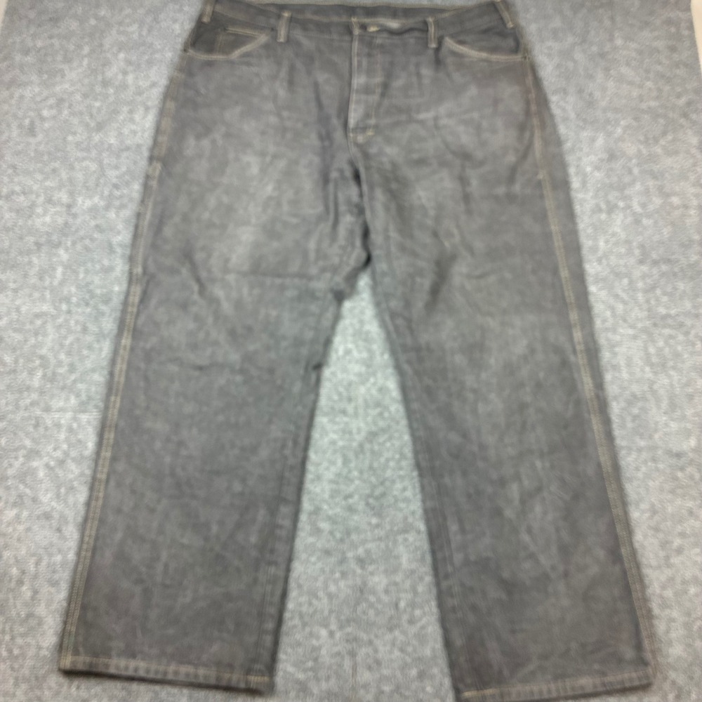 Genuine Dickies Mens Carpenter Jeans Size 42x32 Wide Leg Black Denim Work Pants